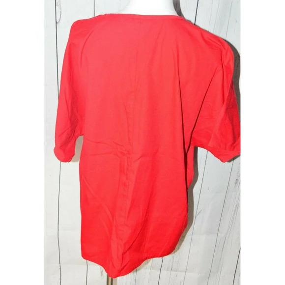Cherokee Women's Red Short Sleeve Scrub Shirt - Picture 4 of 6